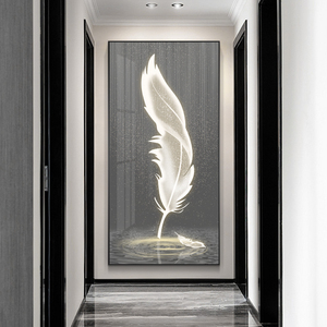 玄关装饰画大气走廊过道现代轻奢客厅旁墙面新款羽毛挂画