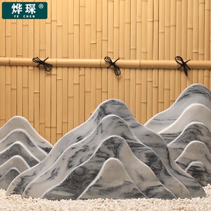 天然雪浪石造景石头装饰禅意影壁日式景观石汉白玉中式别墅庭院
