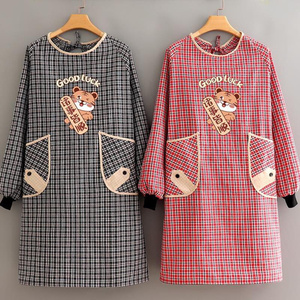 煮饭罩衣2021新款薄围衣大人围裙带袖子厨v房做饭穿的衣服纯棉柔