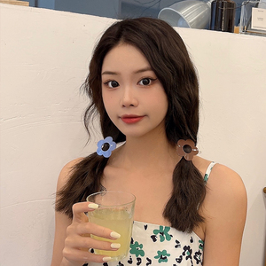 泫雅风花朵小发夹可爱日系ins蓝色超仙刘海碎发侧边夹子外出头饰