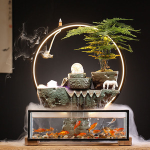 chomel鱼缸造景全套生态小金鱼鱼缸流水摆件创意客厅办公室装饰品