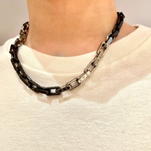 意大利代购 lv路易威登monogram chain 项链古巴黑银项链男女同款