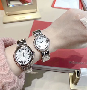 法国代购cartier/卡地亚手表蓝气球机械表男女石英情侣表皮带防水