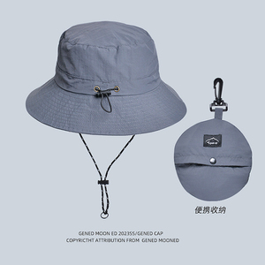 夏季渔夫帽男潮流户外钓鱼登山帽防水可折叠收纳遮阳休闲防晒帽子