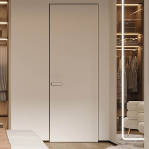 无框门铝木门极简门卧室门白色轻奢窄边实木木门隐形门极窄室内门