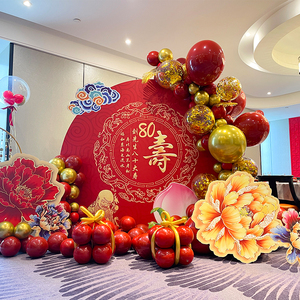 寿宴场景布置老人生日气球装饰背景墙过寿用品寿字素材祝寿90岁70