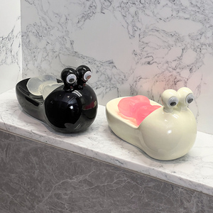 蜗牛肥皂盒陶瓷香皂盒滤水家用创意可爱卫生间洗漱台面皂碟置物架