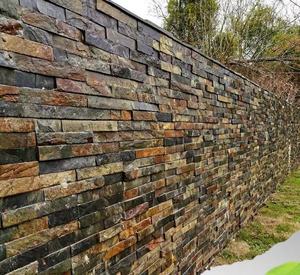 天然文化石墙面户外围墙别墅客厅仿古背景墙异形马赛克庭院外墙砖