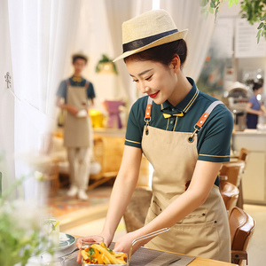 服务员工作服女夏季餐饮奶茶店甜品店咖啡厅西餐厅短袖服装10人付款