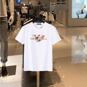 英式韩版阿玛尼夏季男短袖T恤新款纯色圆领青年ea7半袖修身体恤衫