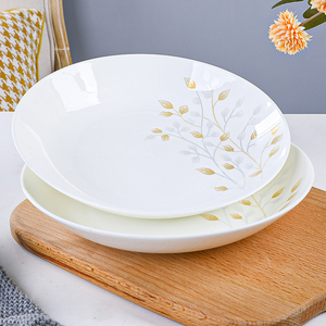 6个家用骨瓷菜盘创意深盘8英寸汤盘纯白色陶瓷餐盘白瓷餐具套装