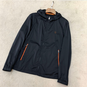 h家轩爱马仕品春夏时尚新品连帽风衣纯色简约百搭休闲外套夹克男