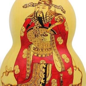 b臻善缘天然精品特大号烙画雕刻摆件葫芦烫画文财神雕刻工艺品