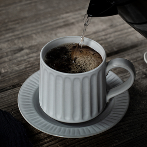 欧式小奢华咖啡杯碟套装复古茶具日式简约粗陶瓷挂耳拉花咖啡杯