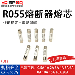 R055熔断器保险丝5*25ASK1EN/JXB保险端子熔芯熔丝250V陶瓷保险管