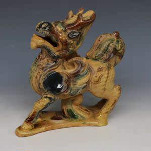 任证堂唐三彩麒麟一对古玩老货古董旧货仿古瓷器做旧收藏摆件定制