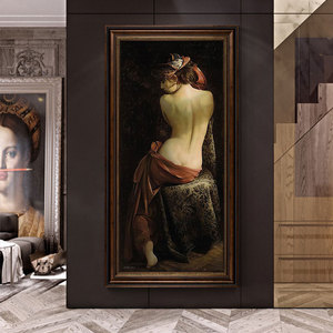欧式酒店装饰画会所玄关走廊过道浴室壁画古典性感美女人物装饰画