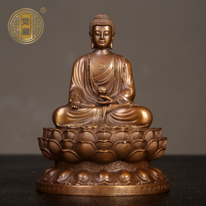 觉藏 纯铜阿弥陀佛佛像摆件 藏传三宝佛尼泊尔佛像保平安工艺摆设