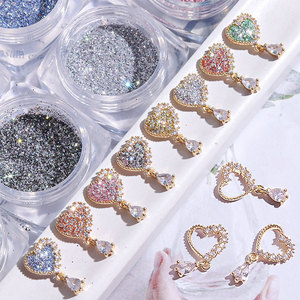 美甲饰品锆石爱心吊坠混搭碎钻粉网红爆款指甲装饰水钻配饰组合