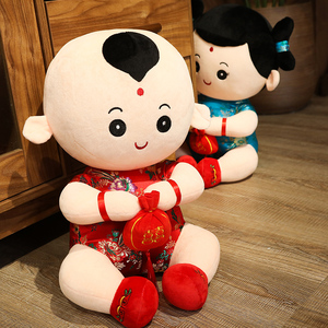 新款创意婚庆毛绒玩偶压床娃娃一对结婚婚房摆件金童玉女公仔礼品