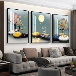 轻奢客厅装饰画高级感电视沙发背景墙挂画现代简约走廊过道墙壁画