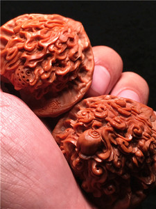 藏龙核桃雕刻双龙戏珠纯手工双面满工核雕二龙戏珠大官帽核桃雕刻