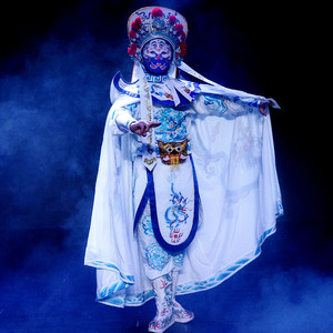 蜀戏天下新款刺绣三蓝川剧变脸服装舞台戏曲服装道具变脸教学包邮