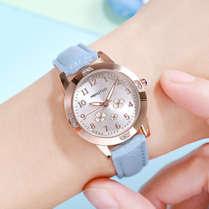 新款手表女孩初中小学生防水夜光可爱女童女生韩版简约真皮带数字