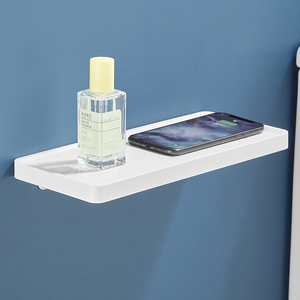 白色北欧简约304不锈钢置物架 免打孔浴室卫生间手机架一字搁板架