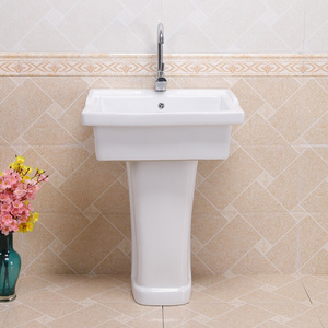 带搓衣板】60cm陶瓷洗衣池 立柱盆 阳台洗衣盆小号洗衣g服卫生间