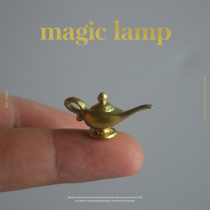 【河马家】神灯 阿拉丁 魔法神灯 迷你金色茶壶模型 手办摆件