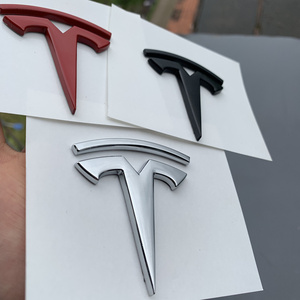 新款电动汽车特斯拉后尾标t型车标modelx s改装黑色红色标志标贴