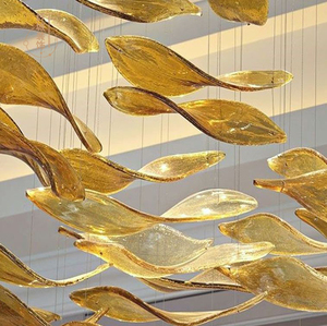 软装艺术玻璃树叶吊灯酒店大堂吊顶琉璃灯会所餐厅天花创意造型灯