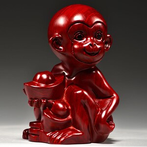 红花梨木猴子雕刻摆件十二生肖猴木头属猴家居客厅装饰工艺品送礼