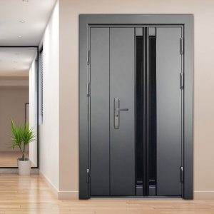 众帝甲级双层入户门家用双开进户门蓝色韩式隔音智能子母防盗大门