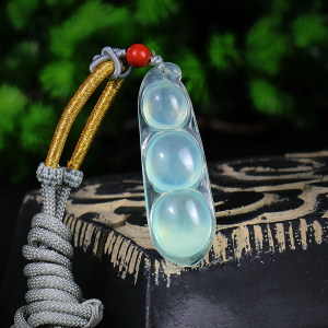 石友记天然冰种天青冻吊坠福豆原色天空蓝正品新疆岫玉和田玉伴生