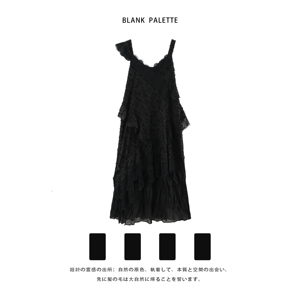 Blank palette|黑色蕾丝拼接法式裙子女小众设计感吊带连衣裙女