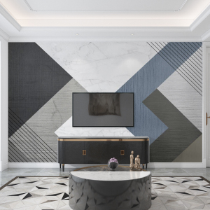 北欧线条电视背景墙壁纸客厅无缝影视墙布几何色块客厅装饰壁画布