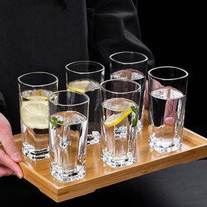 玻璃杯家用套装2只6只8只装加厚耐热八角四方水杯茶杯洋酒杯.