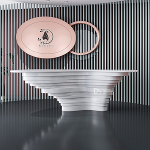 黛珍公司前台迎宾异形美容院白色烤漆收银台吧台接待台简约现代