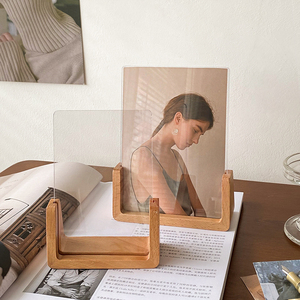 U型创意相框摆台桌面照片展示实木亚克力双面透明相架摆件高级感