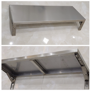 可折叠免不锈钢单层一字隔板置墙上托架壁挂厨房加厚打孔物架货架