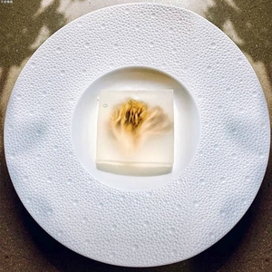 时尚圆形陶瓷纯白草帽盘特色星点圆心碗开水白菜中式料理餐具包邮