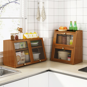 厨房台面调料收纳柜子带门多层桌面调味品摆放家用客厅储物置物架