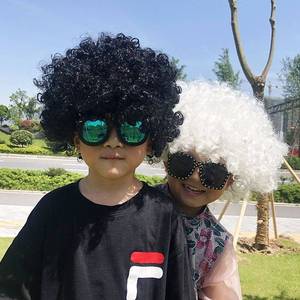 彩色跑头套搞怪小丑爆炸头假发搞笑头发彩虹跑儿童幼儿园表演道具