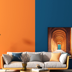 深蓝色爱马仕橙色电视背景墙壁纸自粘直播间装饰卧室墙纸自贴桌子