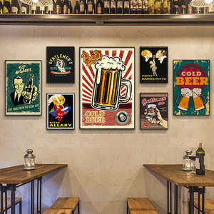 复古酒吧挂画工业风怀旧精酿啤酒壁画网红餐厅酒馆清吧墙面装饰画