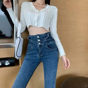 初春新款弹力牛仔裤女