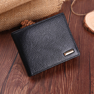 真皮荔枝纹短款男士钱包 加围休闲头层牛皮横款男钱包