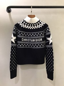 dior/迪奥女装22春夏新款alps限定系列羊毛针织立领条纹长袖毛衣